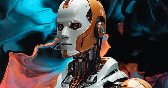 A robot staring intensely. 