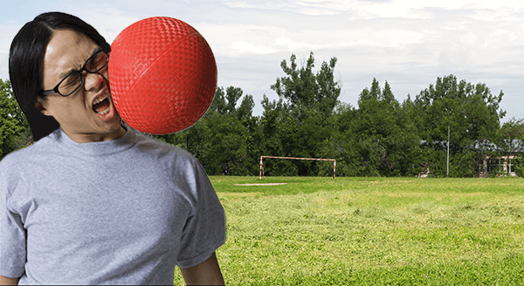 person getting hit in the face with a ball