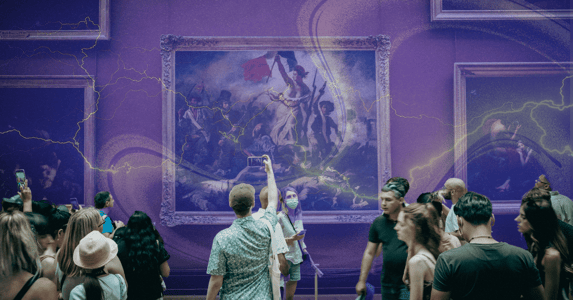 Visitors in a fine art museum