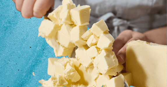 A chef chopping Savor butter